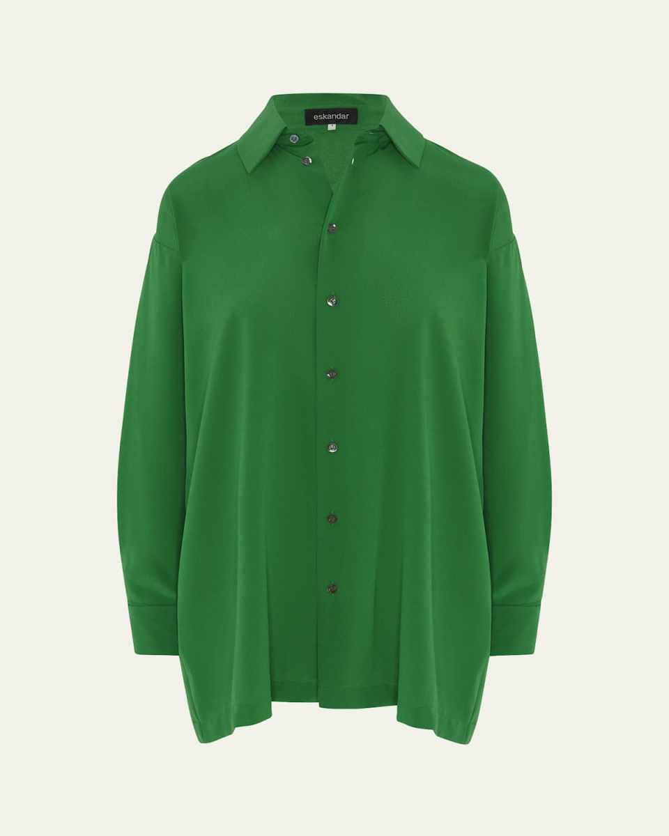 Slim A-line Back Pleat Shirt With Collar (Long Plus Length)